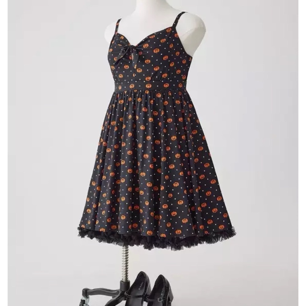 NWOT Torrid Retro Chic Polka Dot Pumpkin Halloween Pinup Swing Dress 3X 22 24 - Picture 9 of 15
